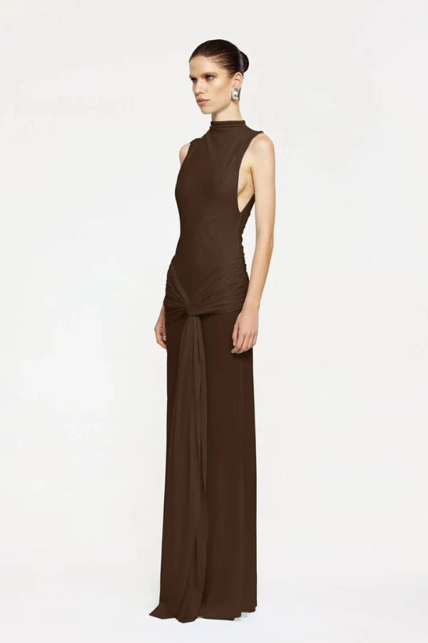 Roza Maxi Dress Chocolate - Image 2