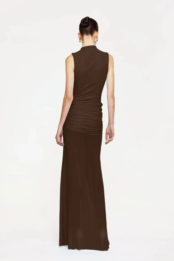 Roza Maxi Dress Chocolate - Image 3