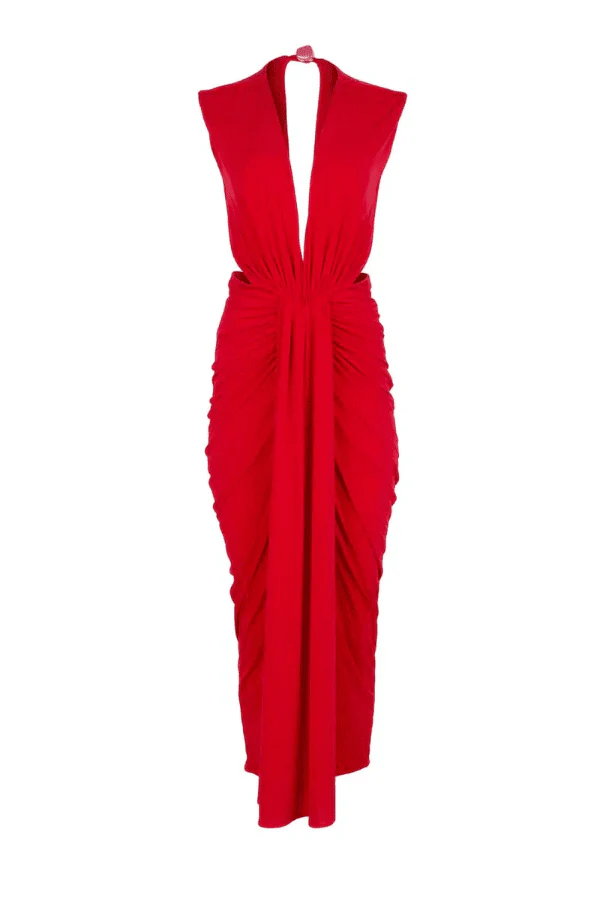 Nia Maxi Dress Orange Red - Image 2
