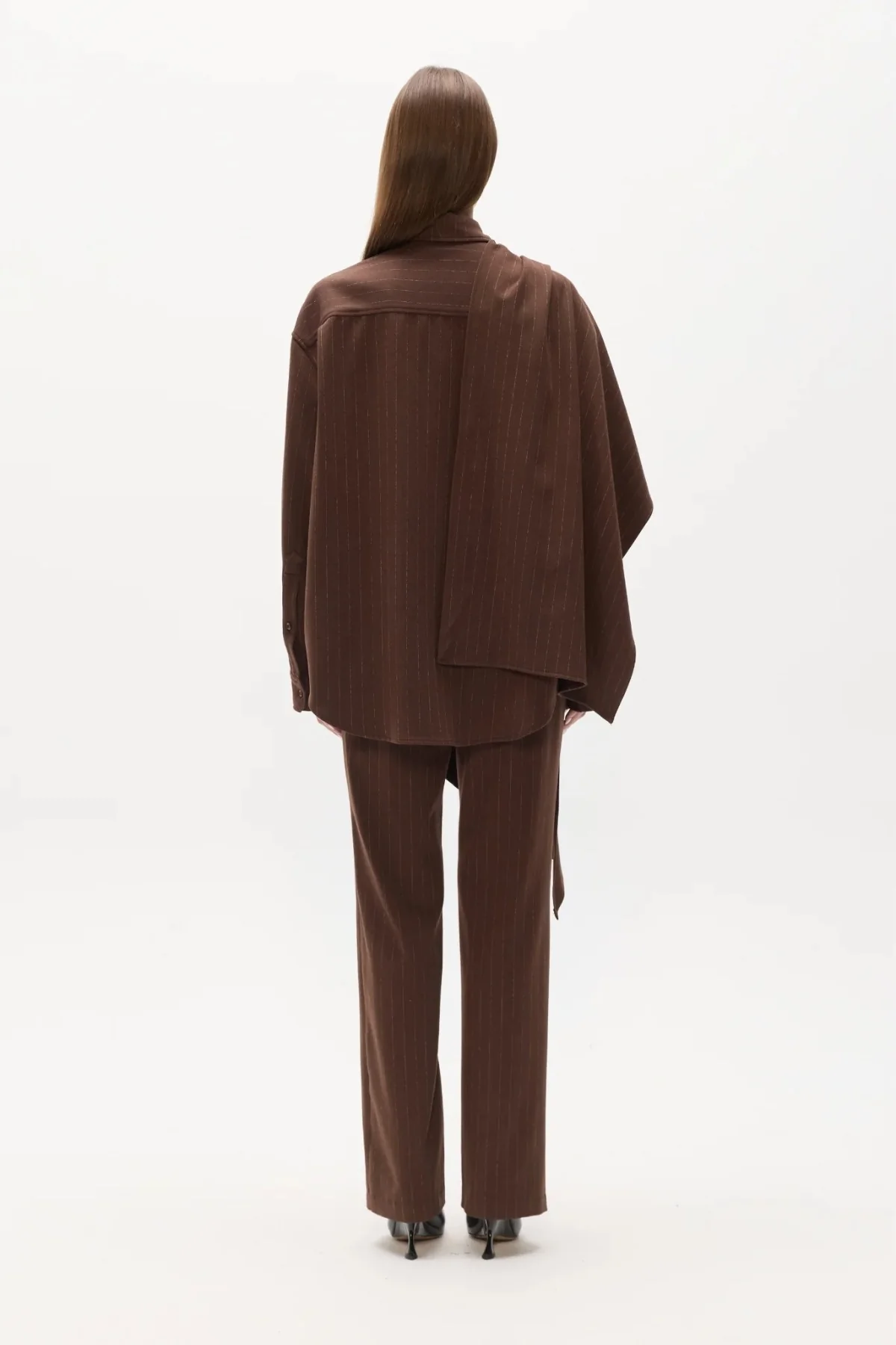 Cova Shirt Brown Pinstripe - Image 4