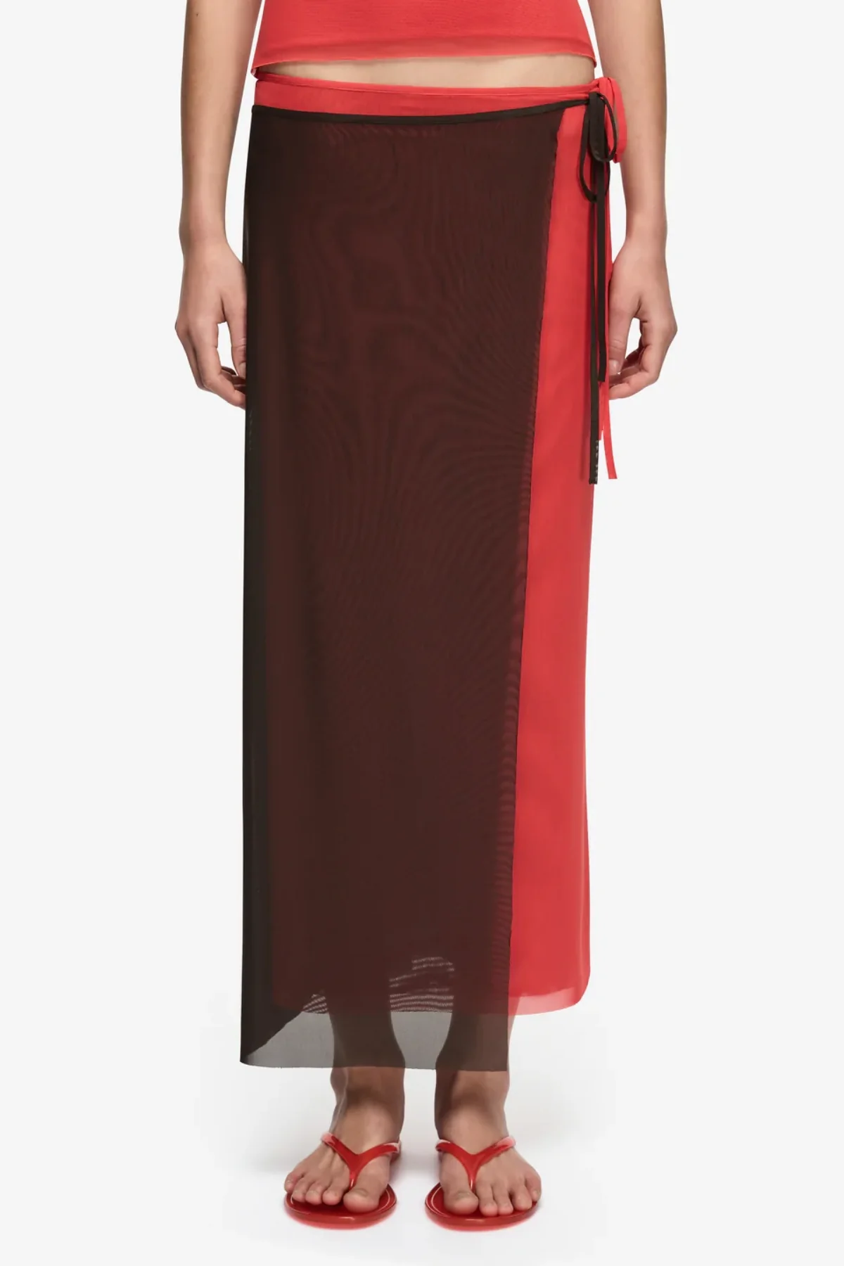 Alyna Contrast Skirt Bitter Choc/Flame - Image 2