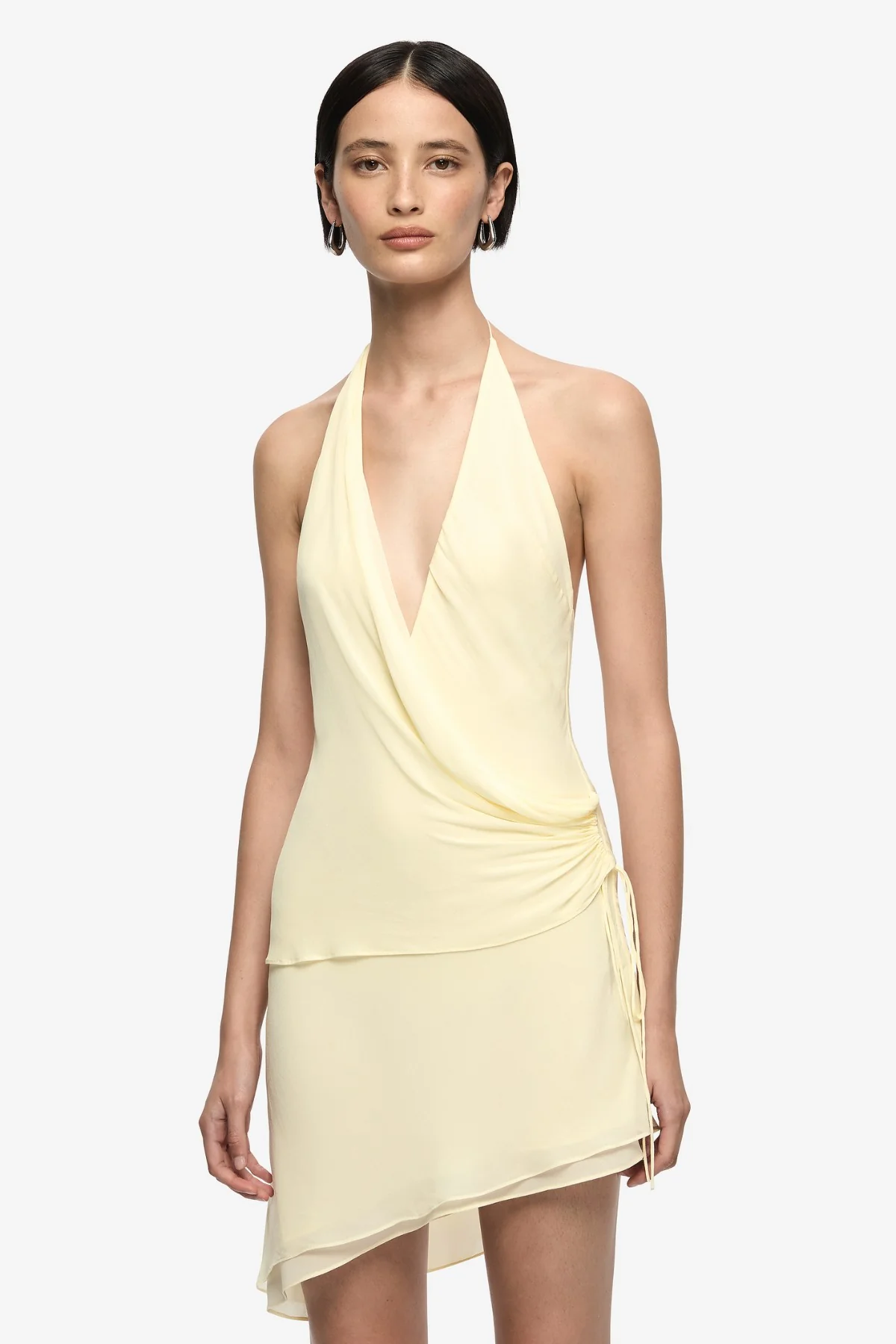 Amanda Halter Asym Dress Lemon Sorbet - Image 3