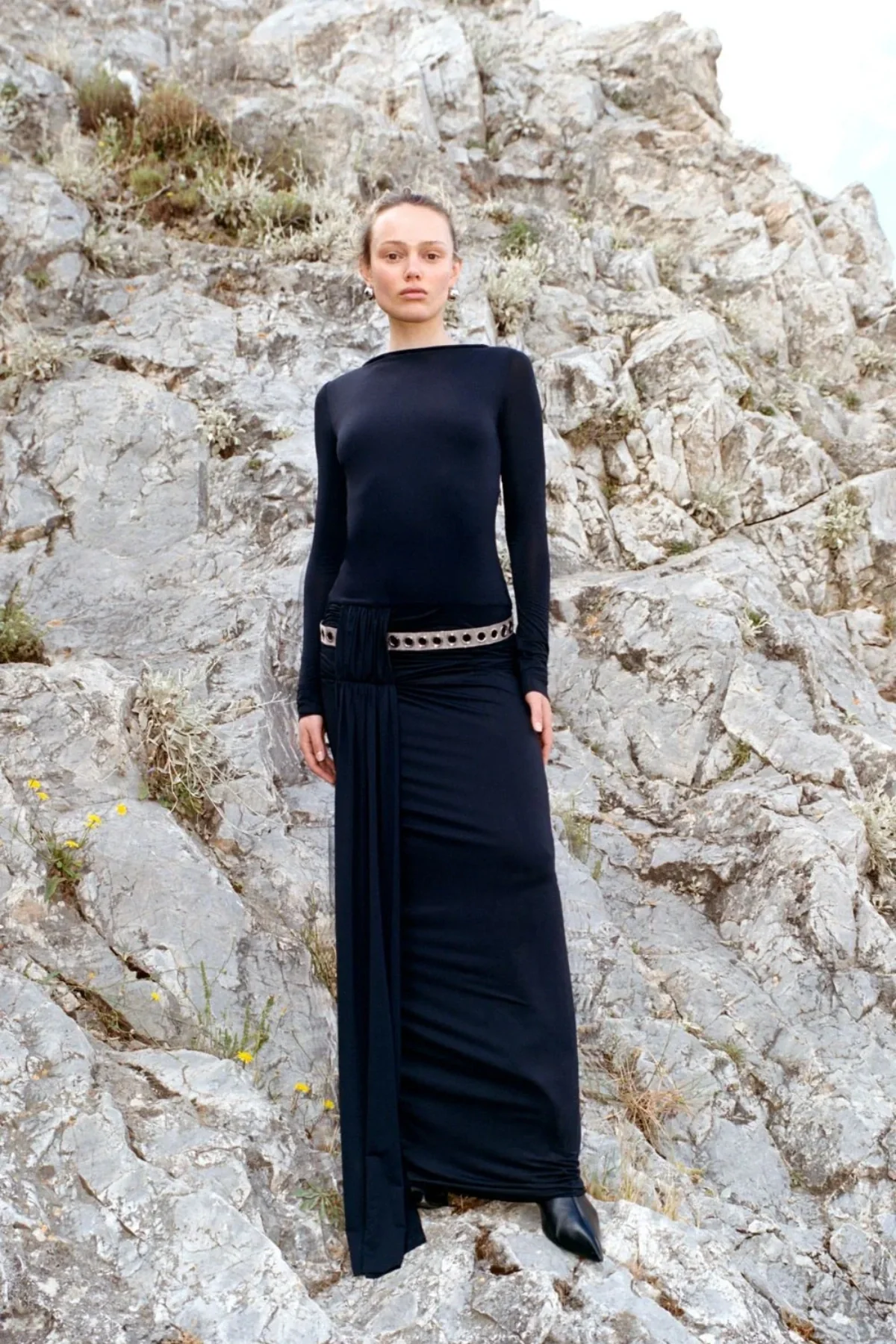 Andrea Long Sleeve Maxi Dress Black - Image 2