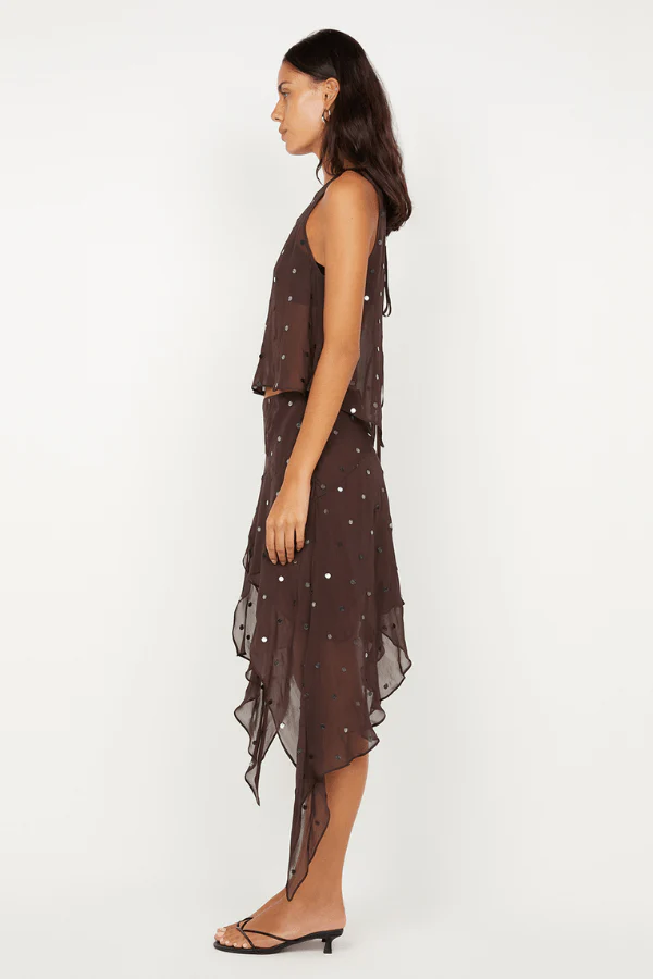 Arielle Asym Skirt Dark Chocolate Sequin - Image 4