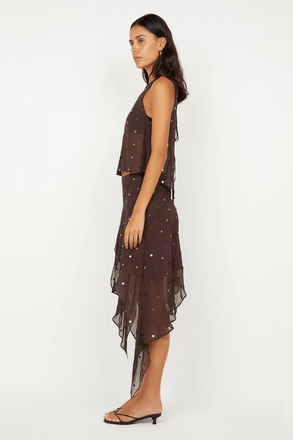 Arielle Asym Skirt Dark Chocolate Sequin - Image 5