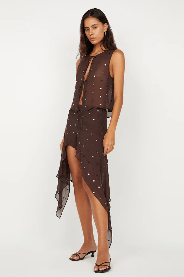 Arielle Asym Skirt Dark Chocolate Sequin - Image 7