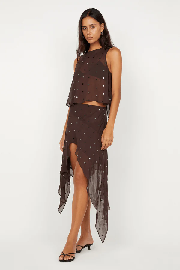 Arielle Asym Skirt Dark Chocolate Sequin - Image 8
