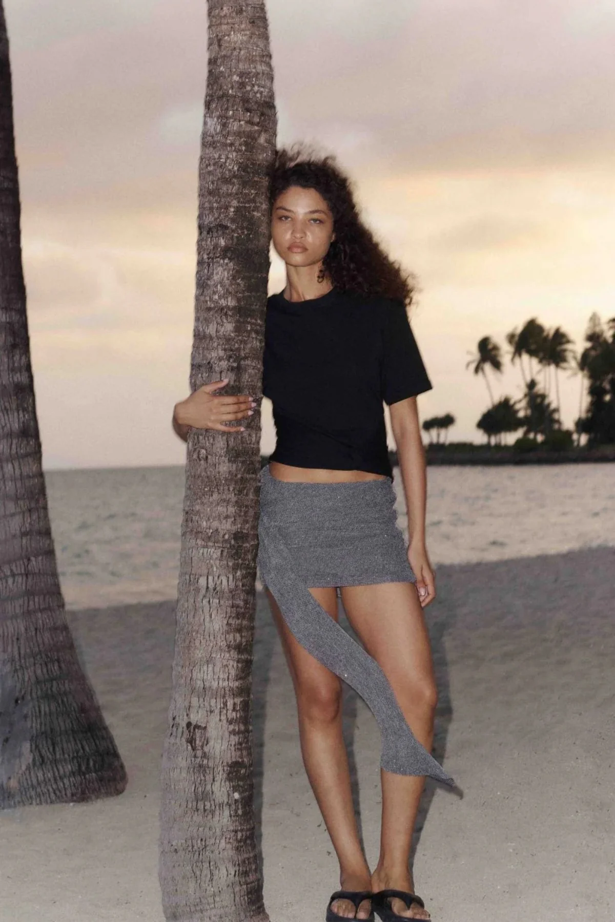 Astra Drape Mini Skirt Chrome - Image 2