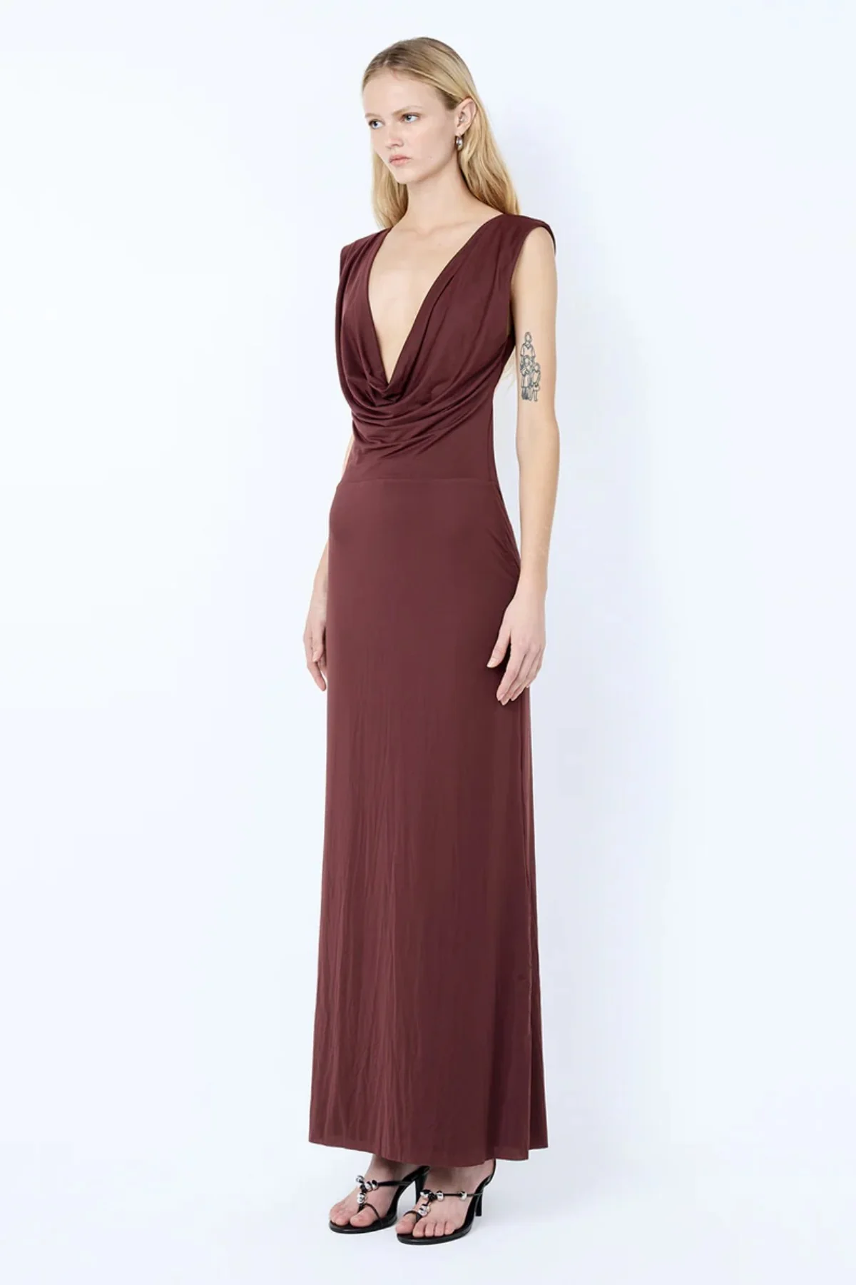 Brigitte Cowl Maxi Dress Blackberry - Image 4