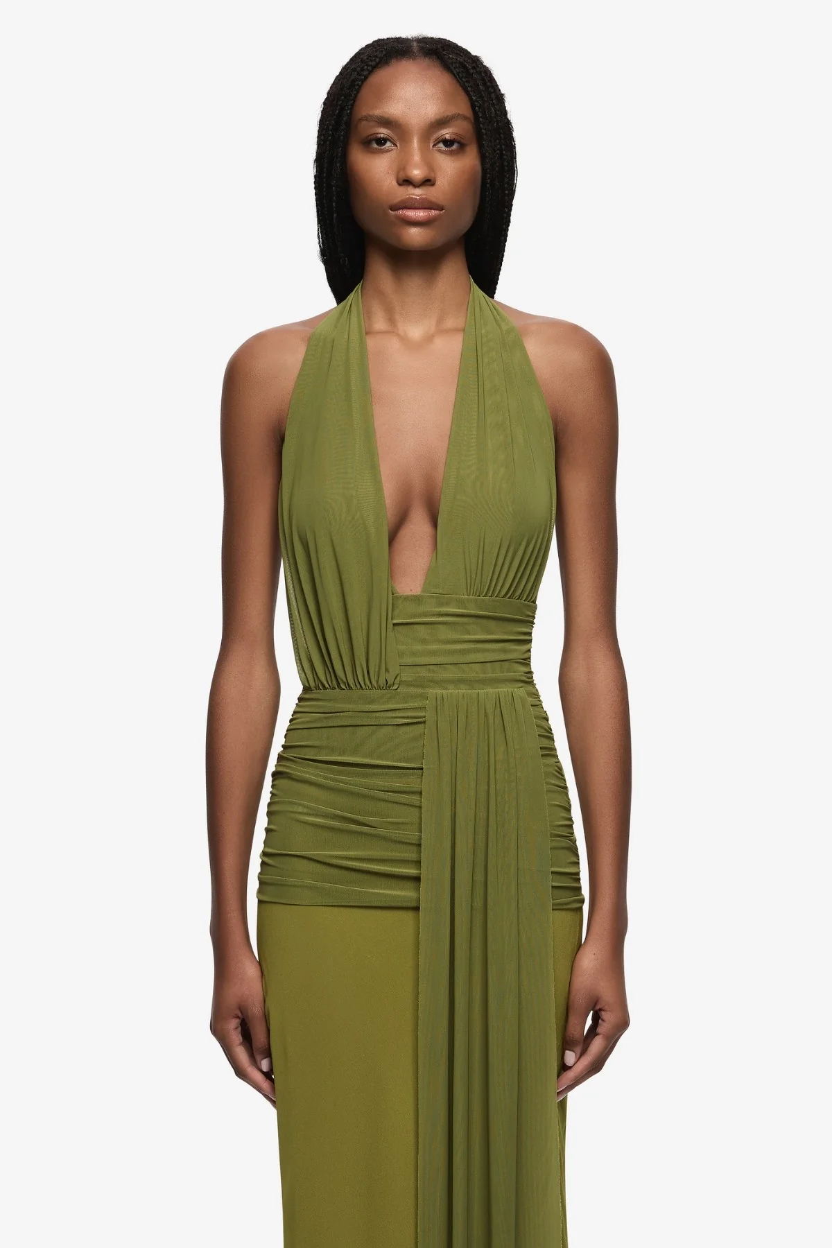 Cassis Drape Maxi Dress Fern - Image 2