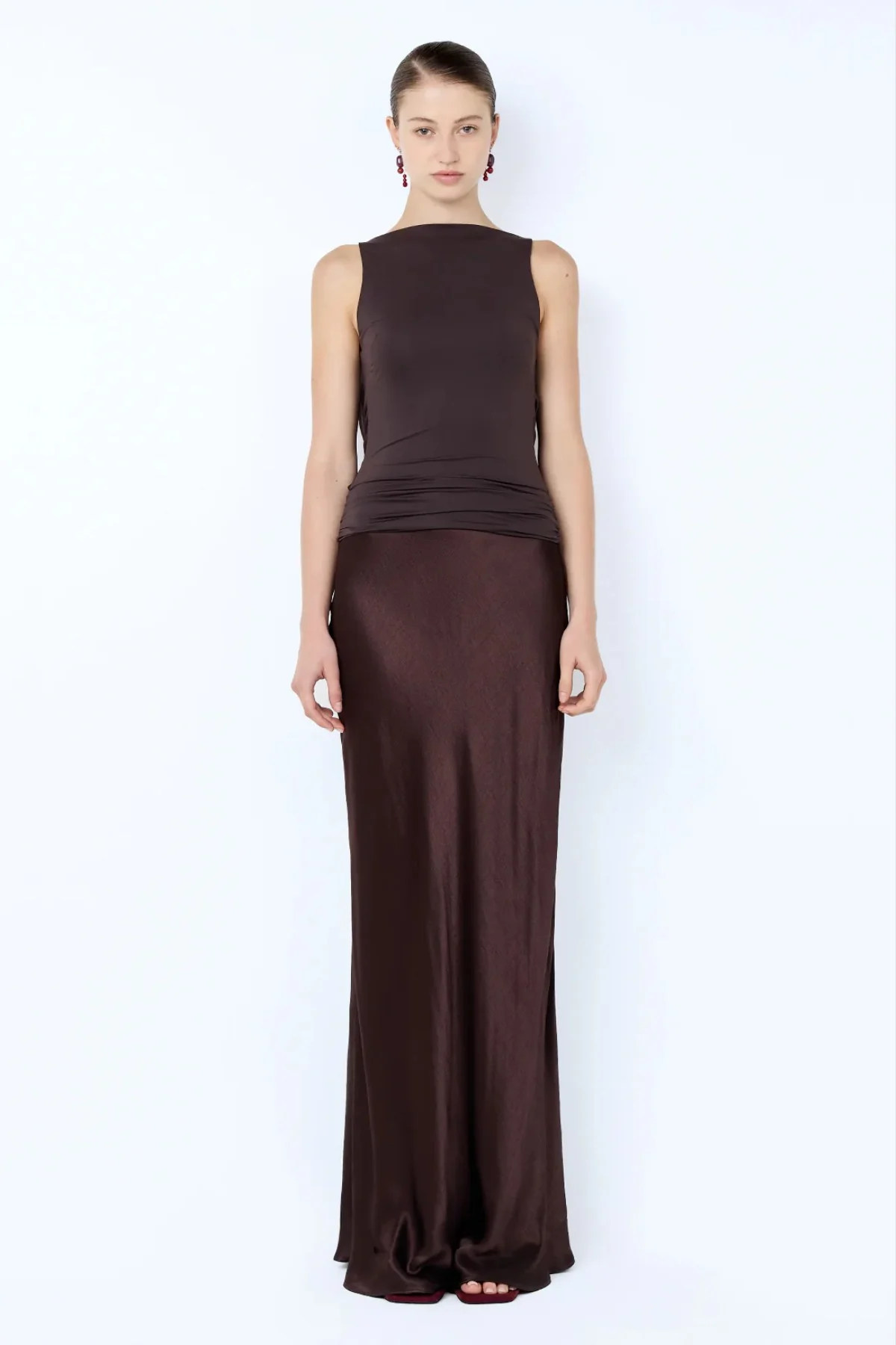 Mirabelle Cowl Maxi Dress Dark Chocolate