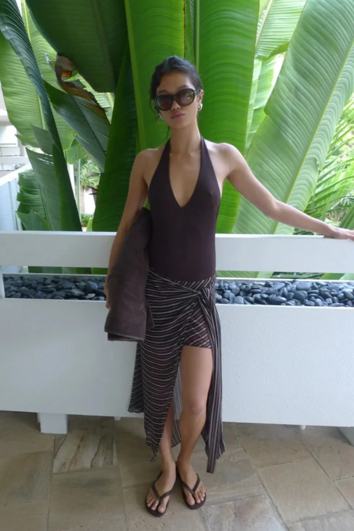 Norma Halter Dress Choc Slices Stripe - Image 5