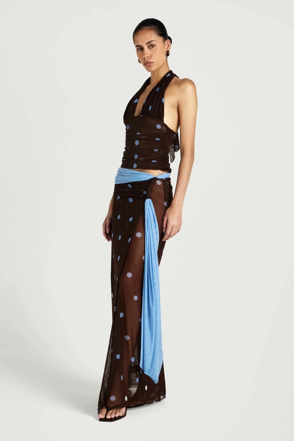 Penelope Top Choc / Blue Polka - Image 4