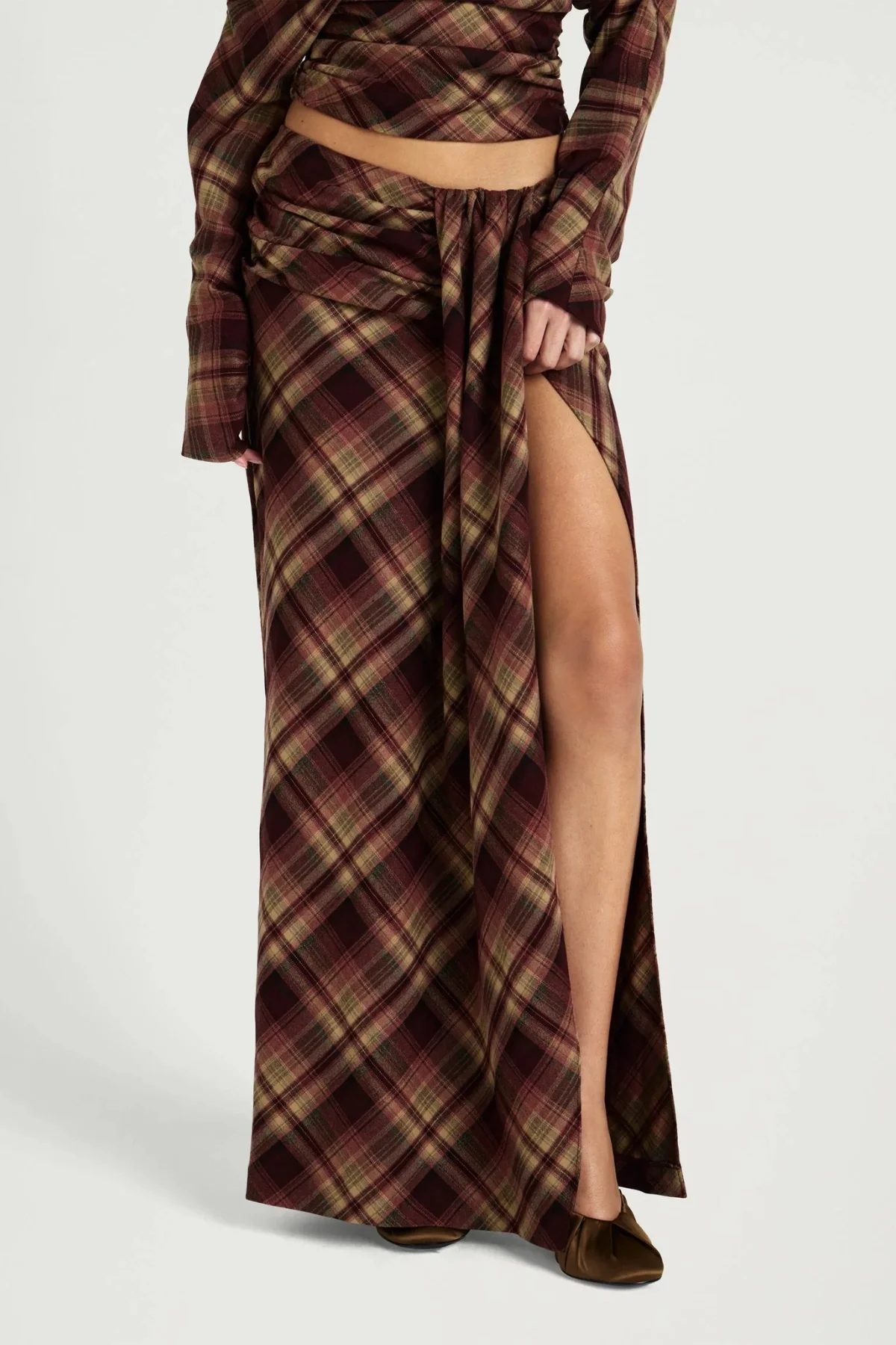 Ramona Maxi Skirt Plum Check - Image 2