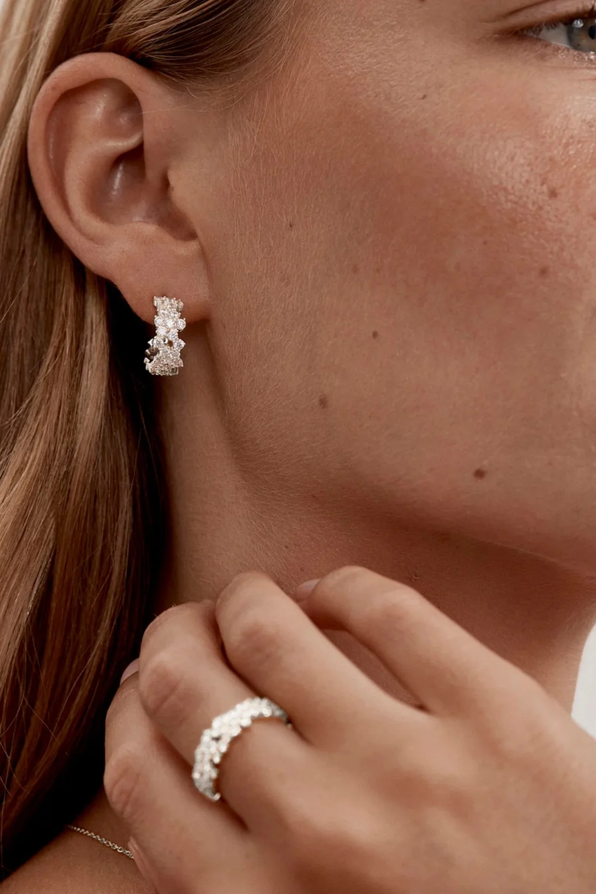 18k Gold Plated Crystal Dust Hoops - Image 4