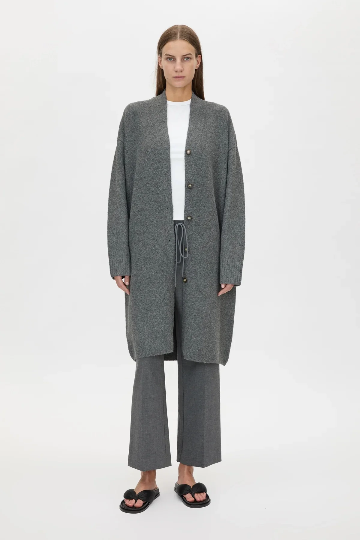 Francis Long Knit Cardigan Charcoal Melange