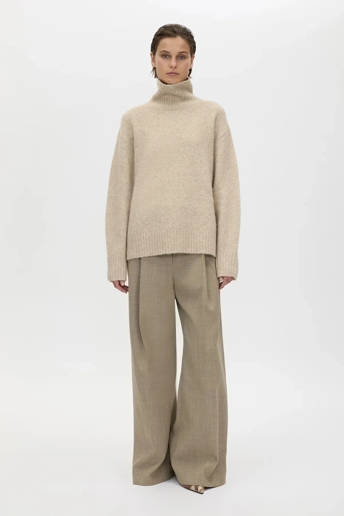 Leonie Turtleneck Knit Sweater Oatmeal Marle - Image 2