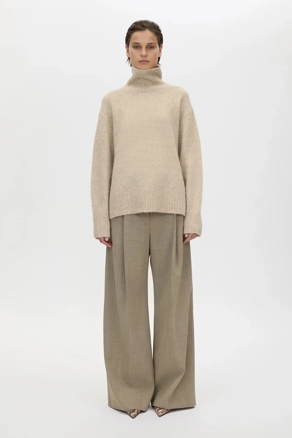Leonie Turtleneck Knit Sweater Oatmeal Marle - Image 3