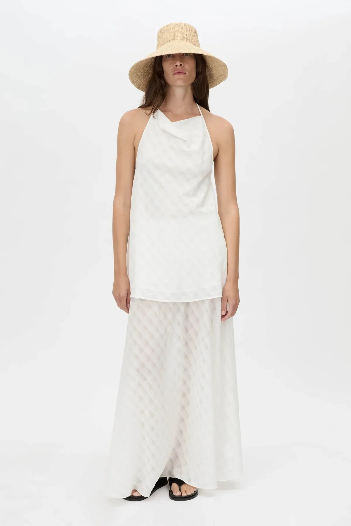 Louise Maxi Skirt Soft White Check - Image 4