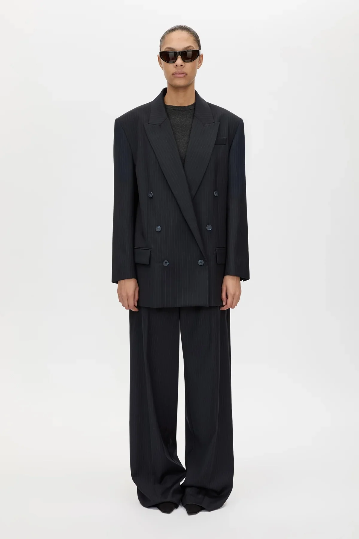 Orban Double Breasted Blazer Navy Pinstripe - Image 5