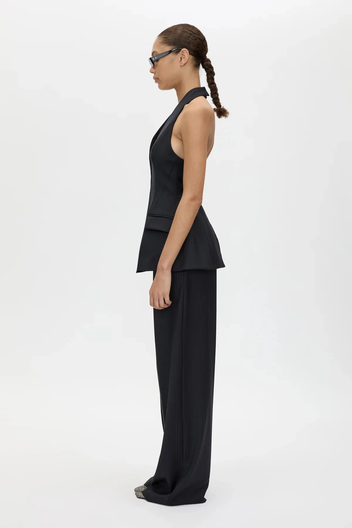 Orban Manstyle Wide Leg Pant Navy Pinstripe - Image 5