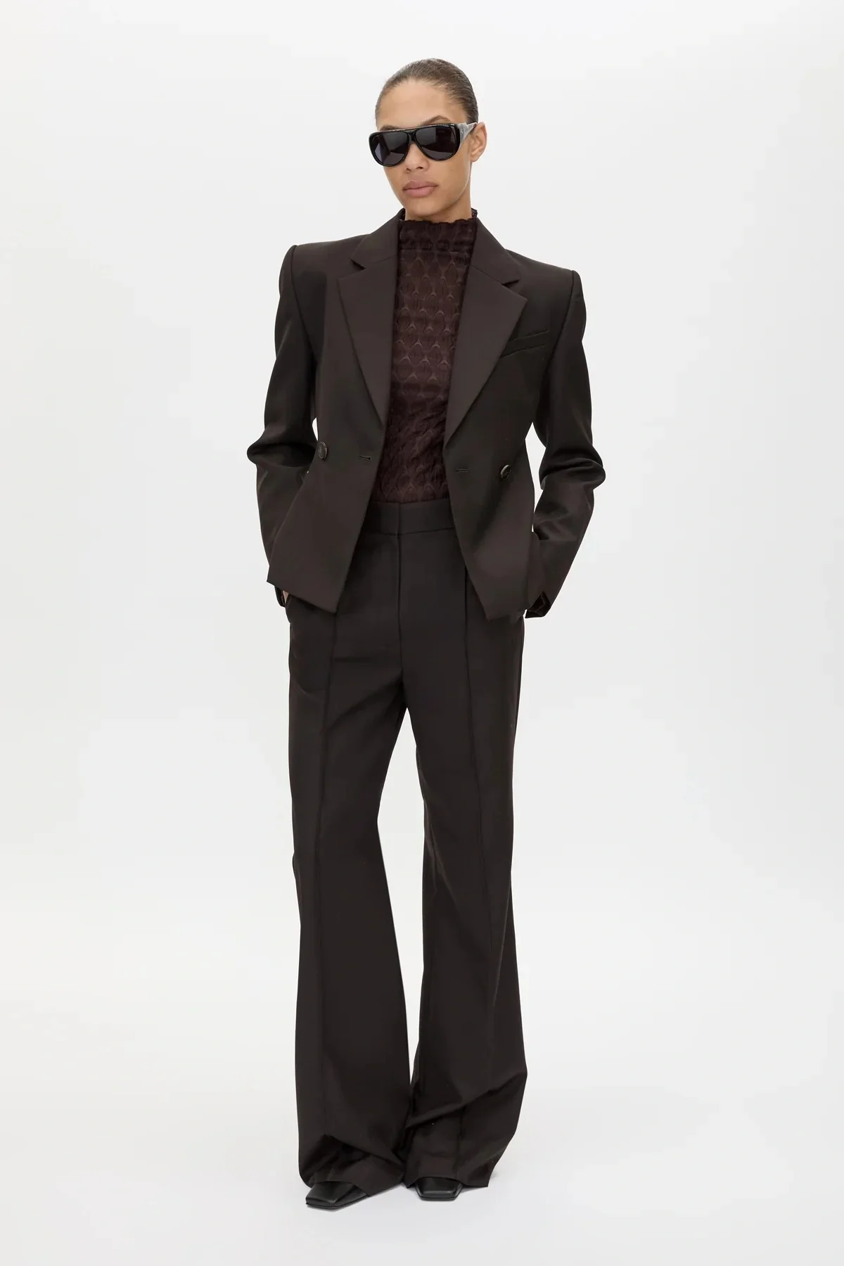 Saxony High Waisted Pintuck Pant Espresso