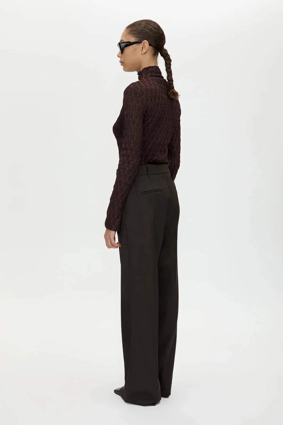 Saxony High Waisted Pintuck Pant Espresso - Image 5