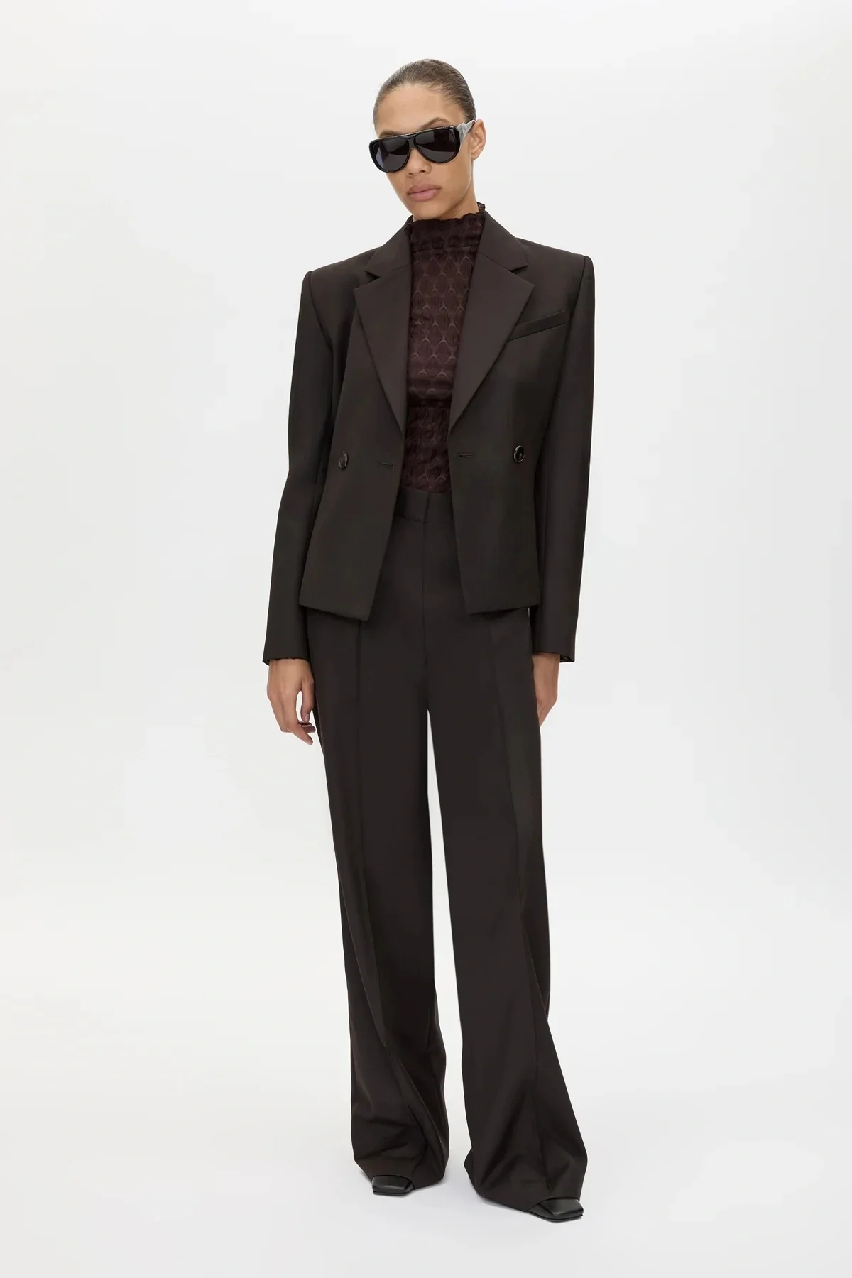 Saxony High Waisted Pintuck Pant Espresso - Image 6