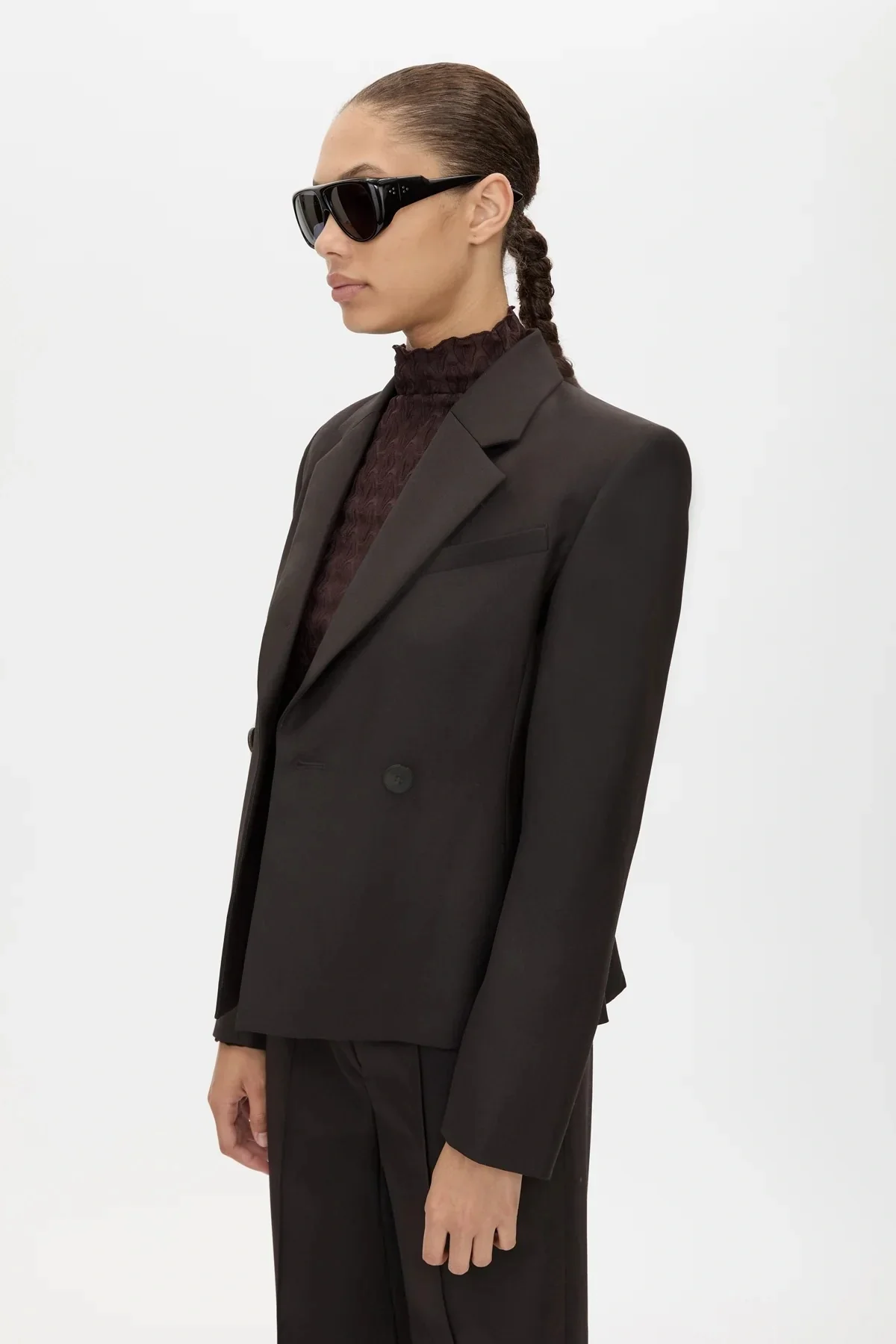 Saxony High Waisted Pintuck Pant Espresso - Image 7