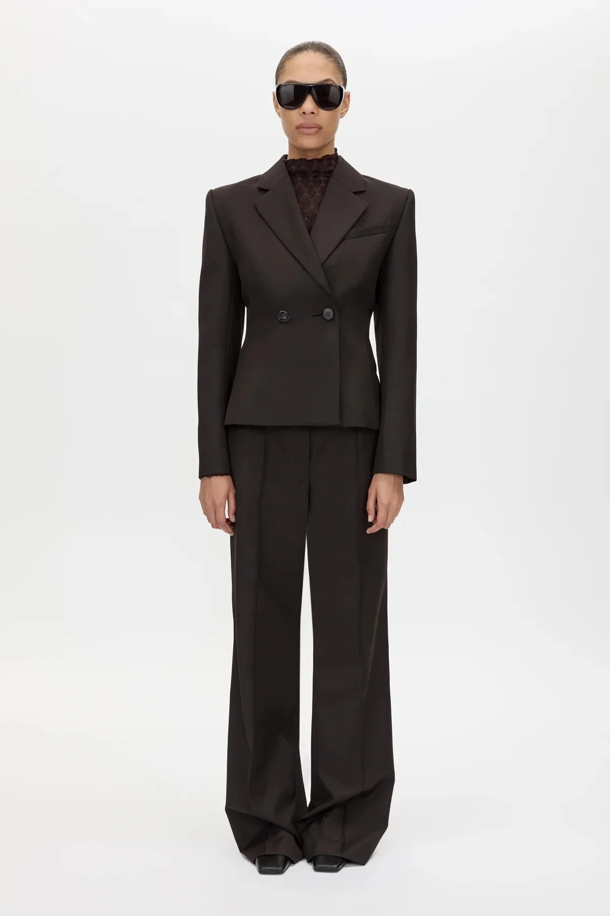 Saxony High Waisted Pintuck Pant Espresso - Image 8