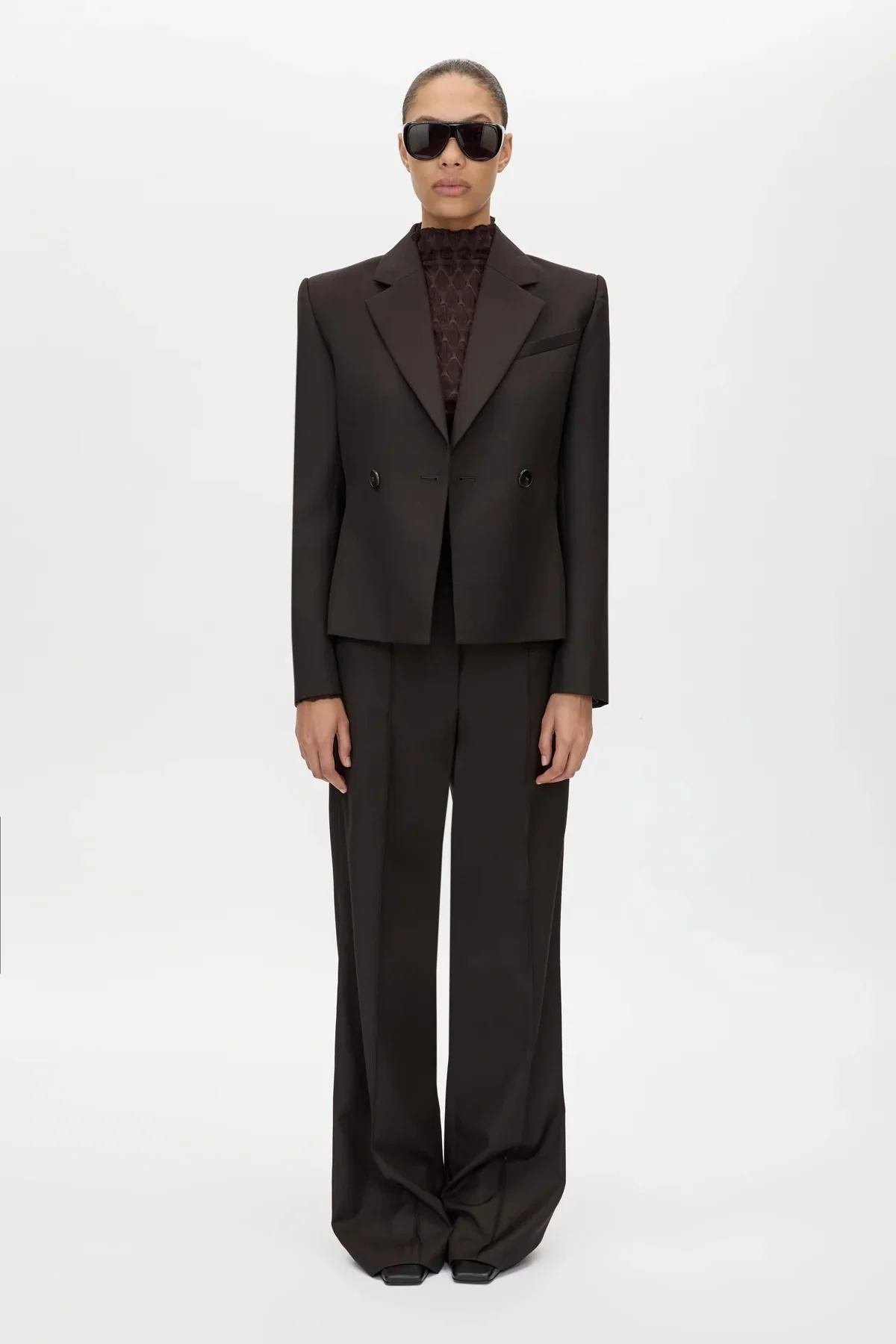 Saxony High Waisted Pintuck Pant Espresso - Image 9