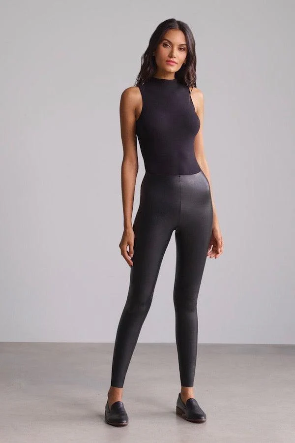 Faux Leather Legging W/ Perfect Control Black - Image 4