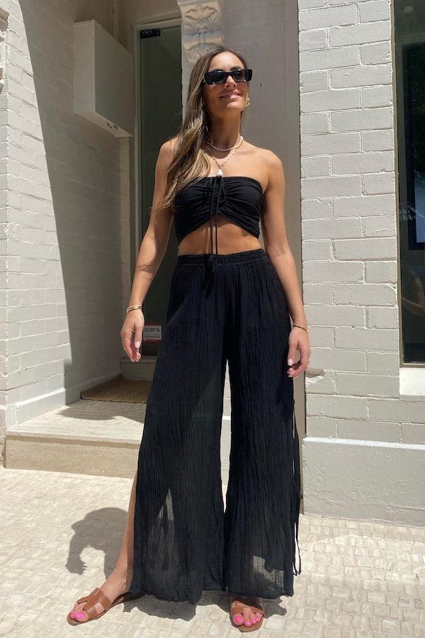 Ruched Tube Top Black - Image 4