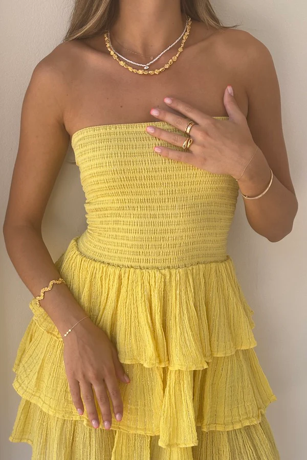 Tiered Maxi Dress Lemon/Gold - Image 5