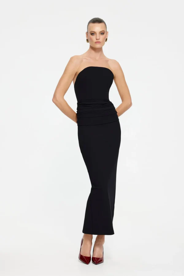 Astor Strapless Midi Dress Black