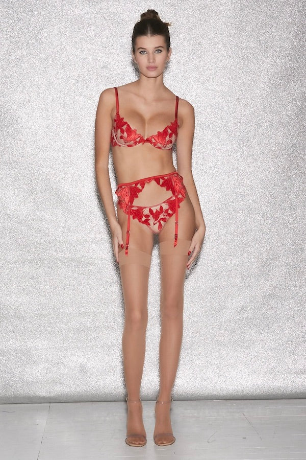 Lily Embroidery Plunge Demi Bra Rouge - Image 3