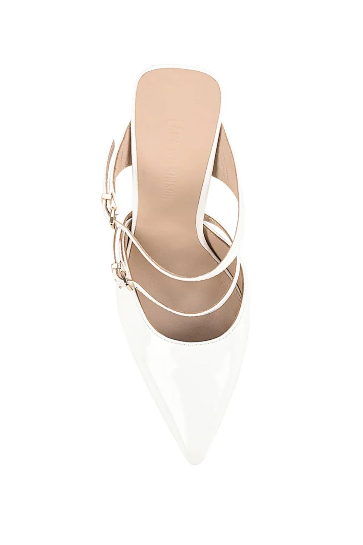 Gwen Wedge Lucite & White Leather - Image 4