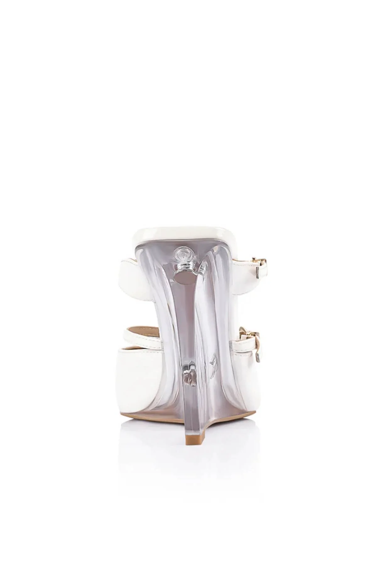 Gwen Wedge Lucite & White Leather - Image 5