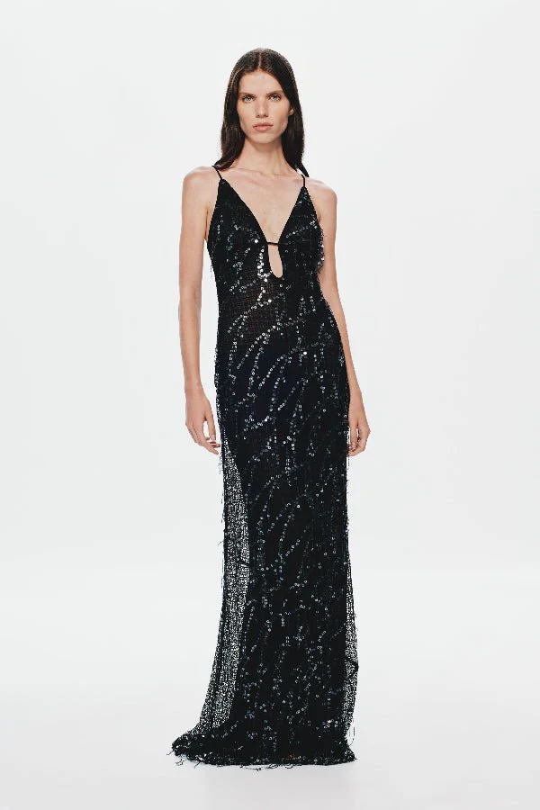 The 'Onyx' Sequin Dress Black - Image 4