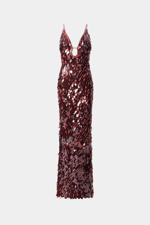 The 'Sapphire' Sequin Maxi Dress Fig - Image 4