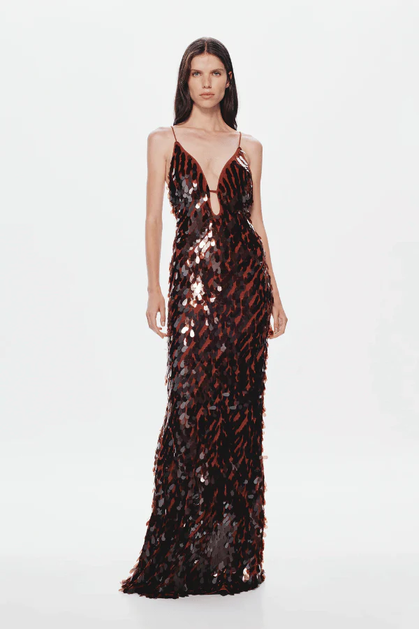 The 'Sapphire' Sequin Maxi Dress Fig - Image 5