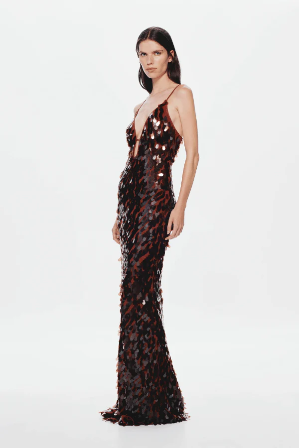 The 'Sapphire' Sequin Maxi Dress Fig - Image 6
