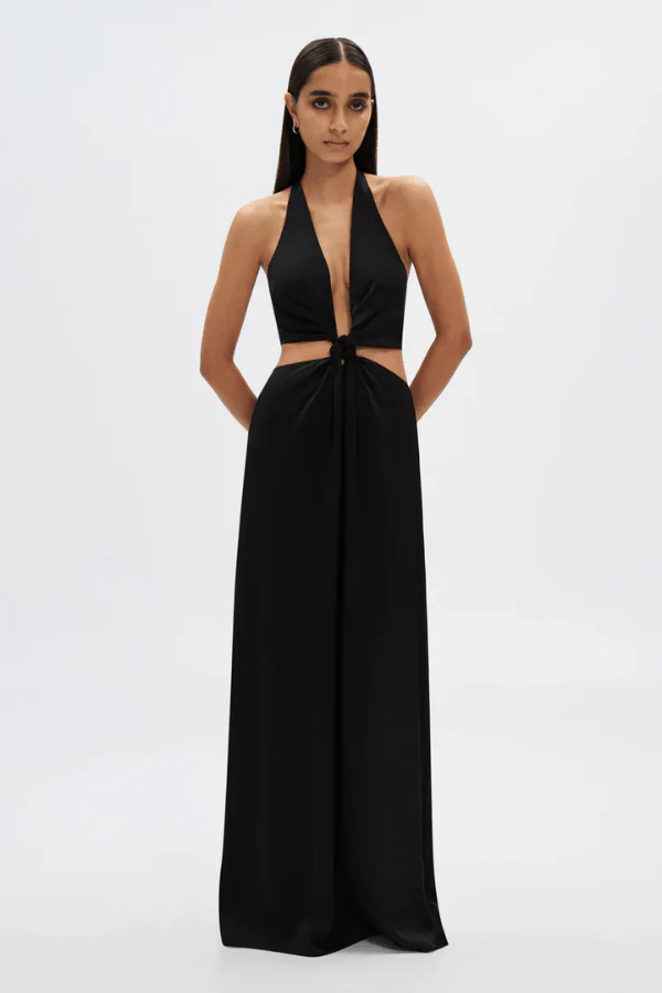 The Wander Satin Gown Black - Image 5