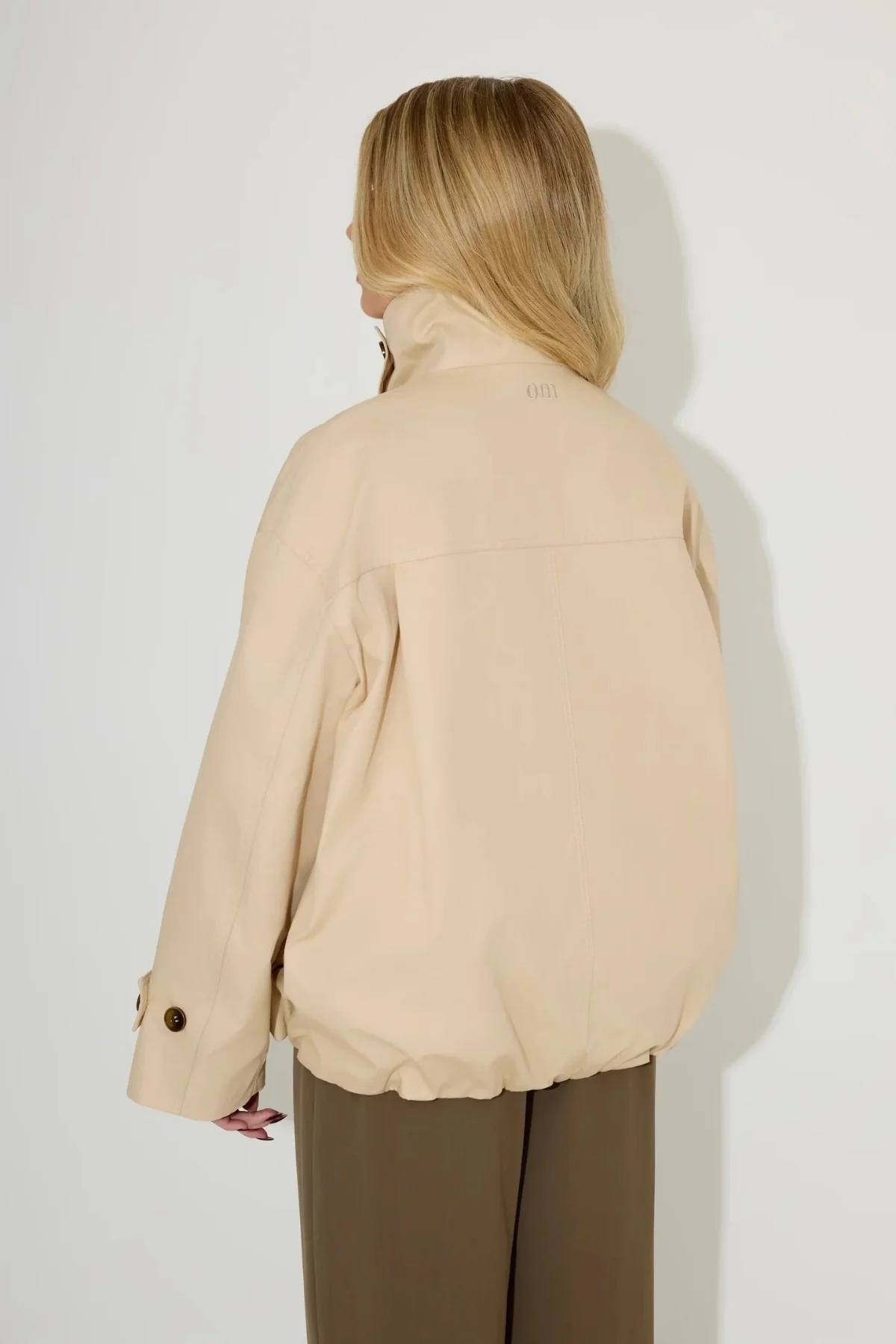 Oversized Funnel Neck Cotton Mix Jacket Cream - Image 5
