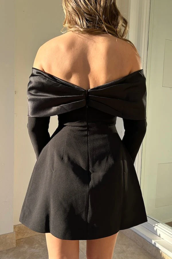 The Ultimate Muse Bow Mini Dress Black - Image 4