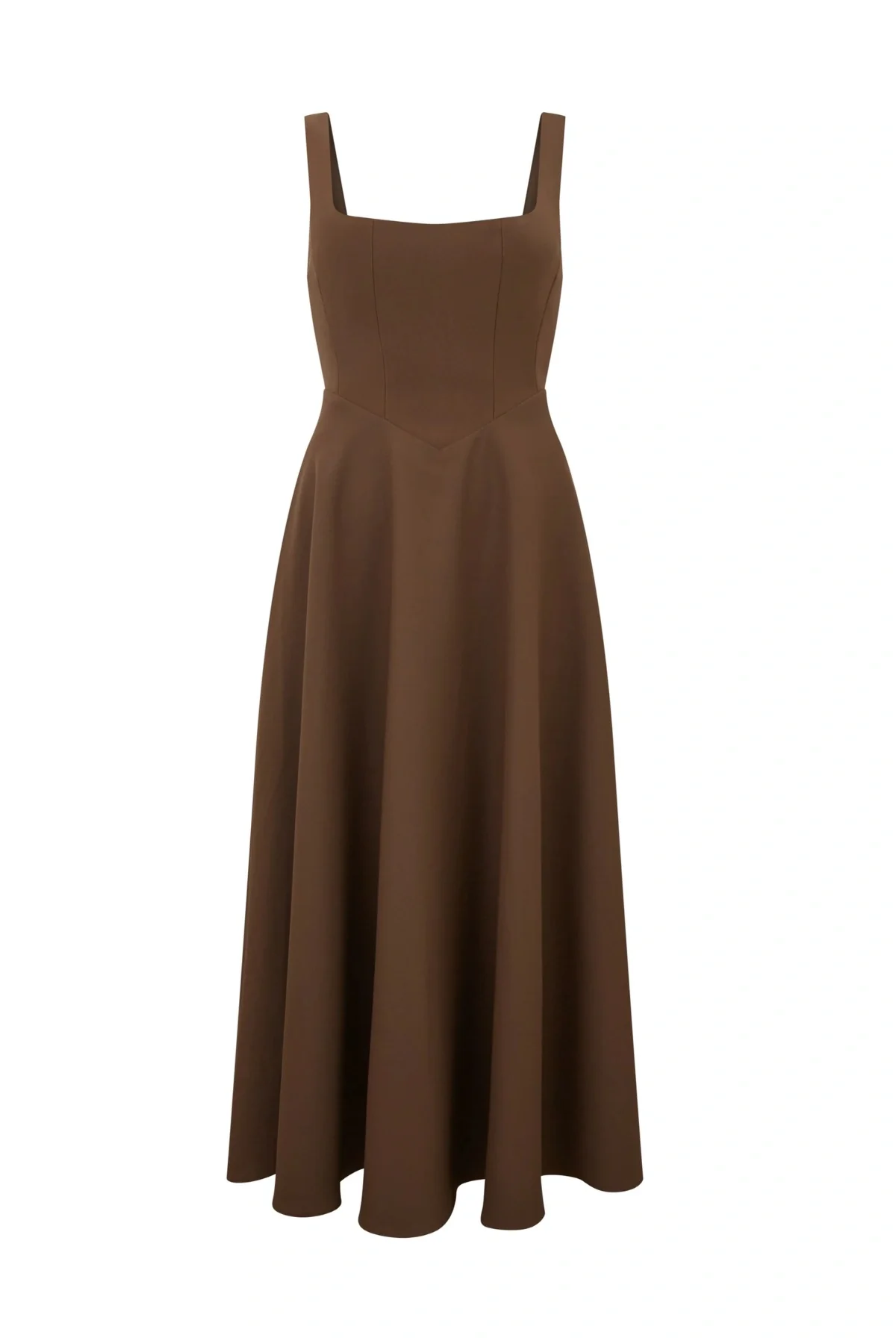 The Ultimate Muse High Waist Square Neck Midi Dress Chocolate - Image 6