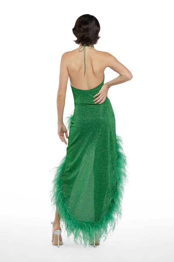 Lumiere Plumage Tulip Dress Emerald Green - Image 4