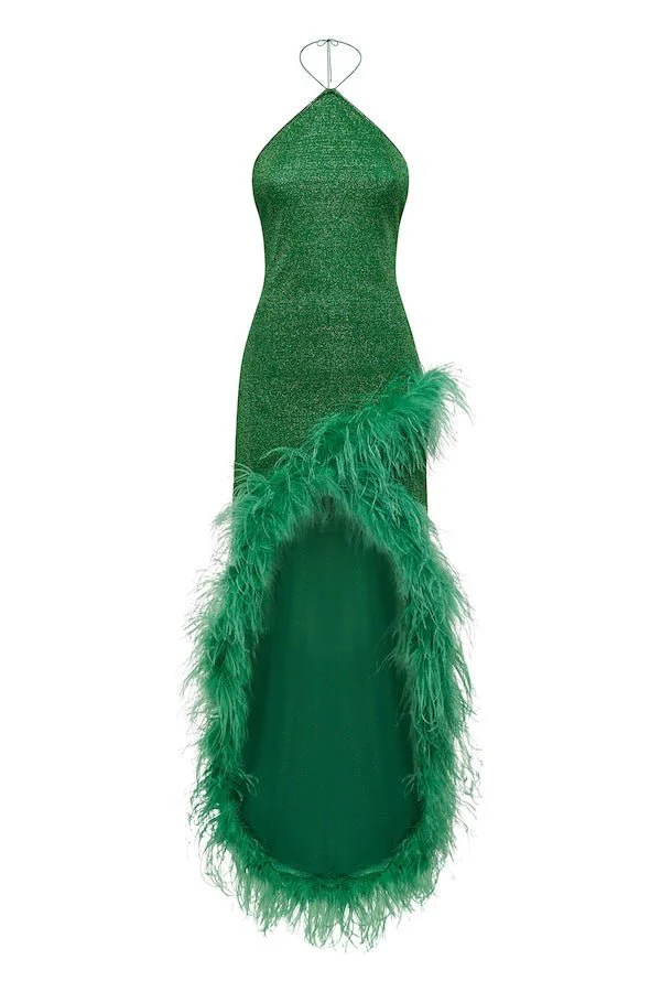 Lumiere Plumage Tulip Dress Emerald Green - Image 5