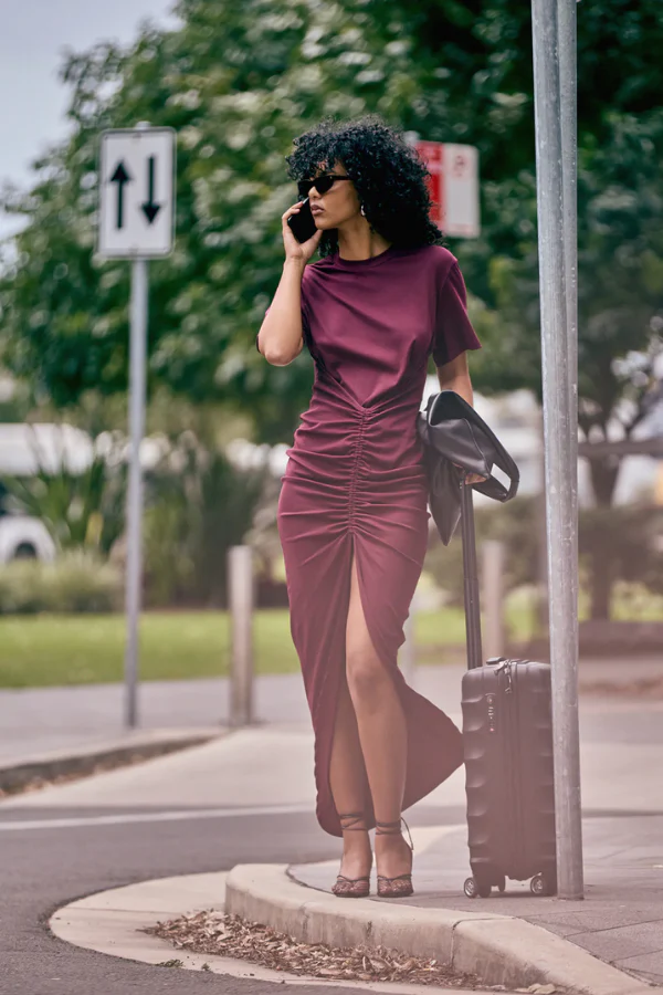 Niko Maxi Dress Burgundy - Image 3
