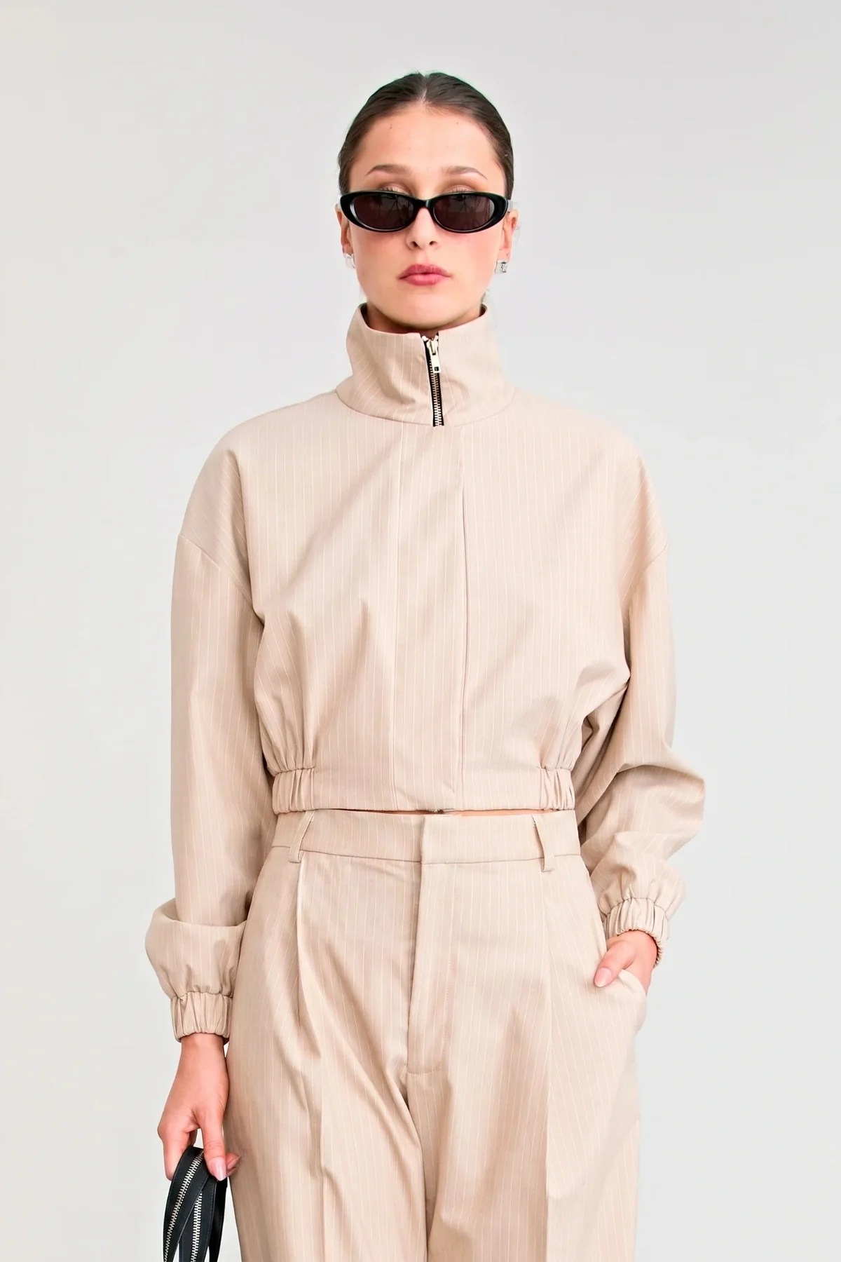 Zena Bomber Jacket Beige - Image 2